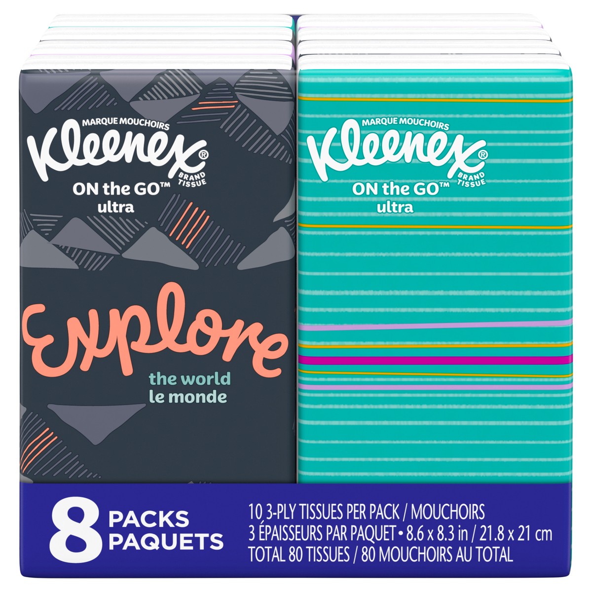 slide 1 of 9, Kleenex On-the-Go 3-Ply Facial Tissue - 8 ct, 8 ct