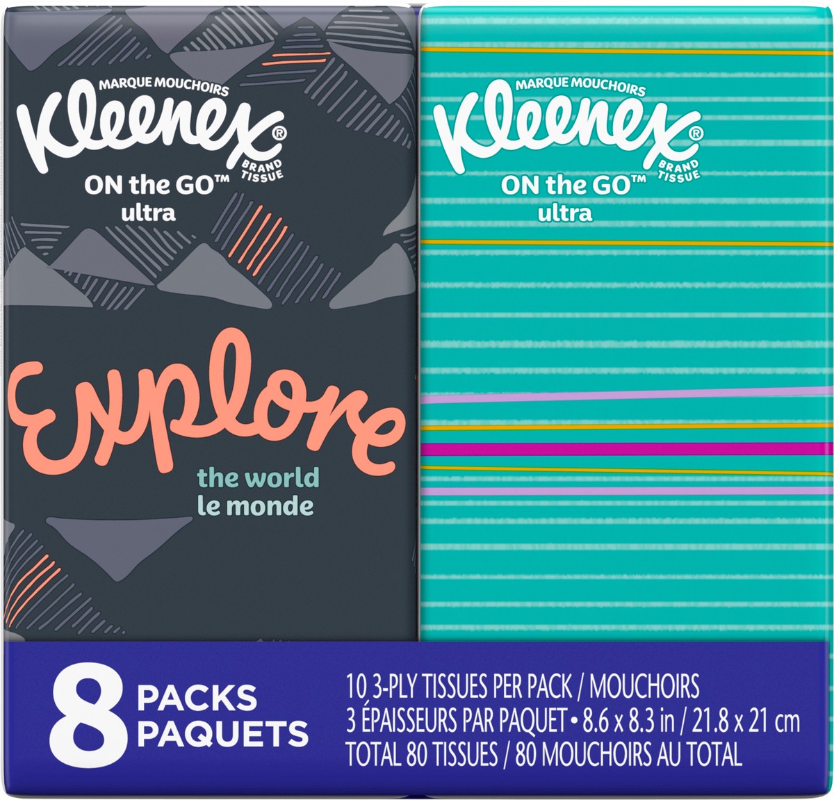 slide 7 of 9, Kleenex On-the-Go 3-Ply Facial Tissue - 8 ct, 8 ct