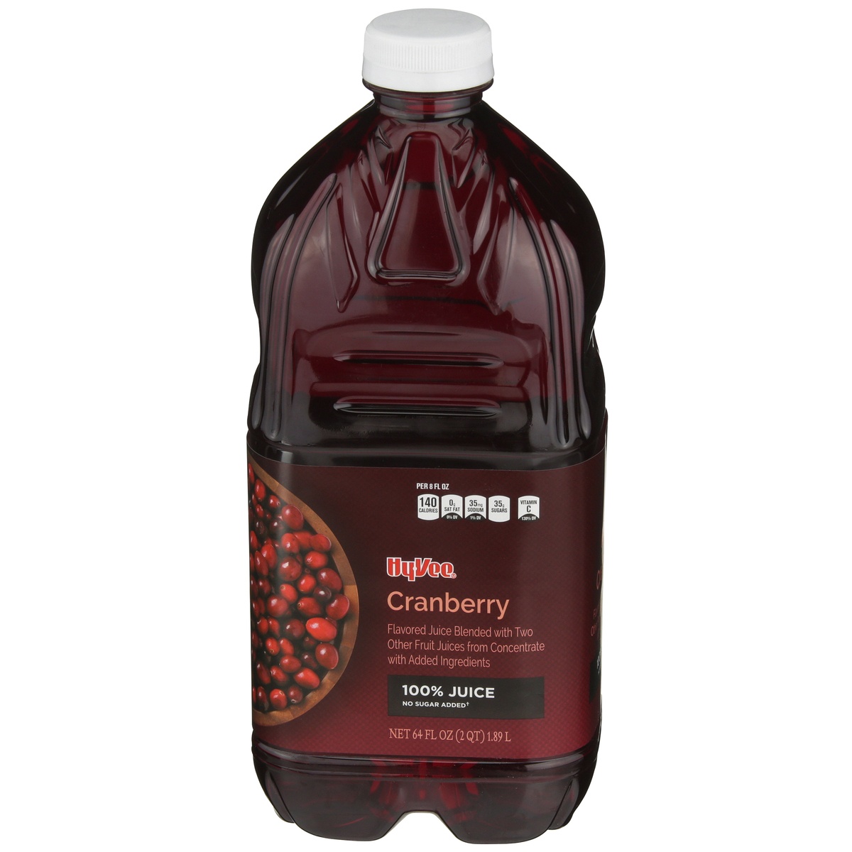 slide 1 of 1, Hy-vee 100% Cranberry Flavored Juice Blended With Two Other Fruit Juices From Concentrate - 64 fl oz, 64 fl oz