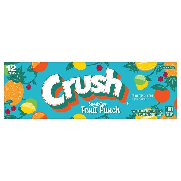 slide 1 of 1, Crush Sparkling Fruit Punch Soda 12 Pack 12 Ounce Cans, 12 ct; 12 fl oz
