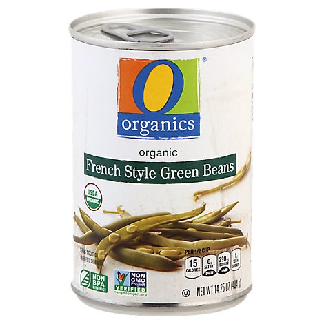 slide 1 of 1, O Organics Green Beans French Style, 14.25 oz