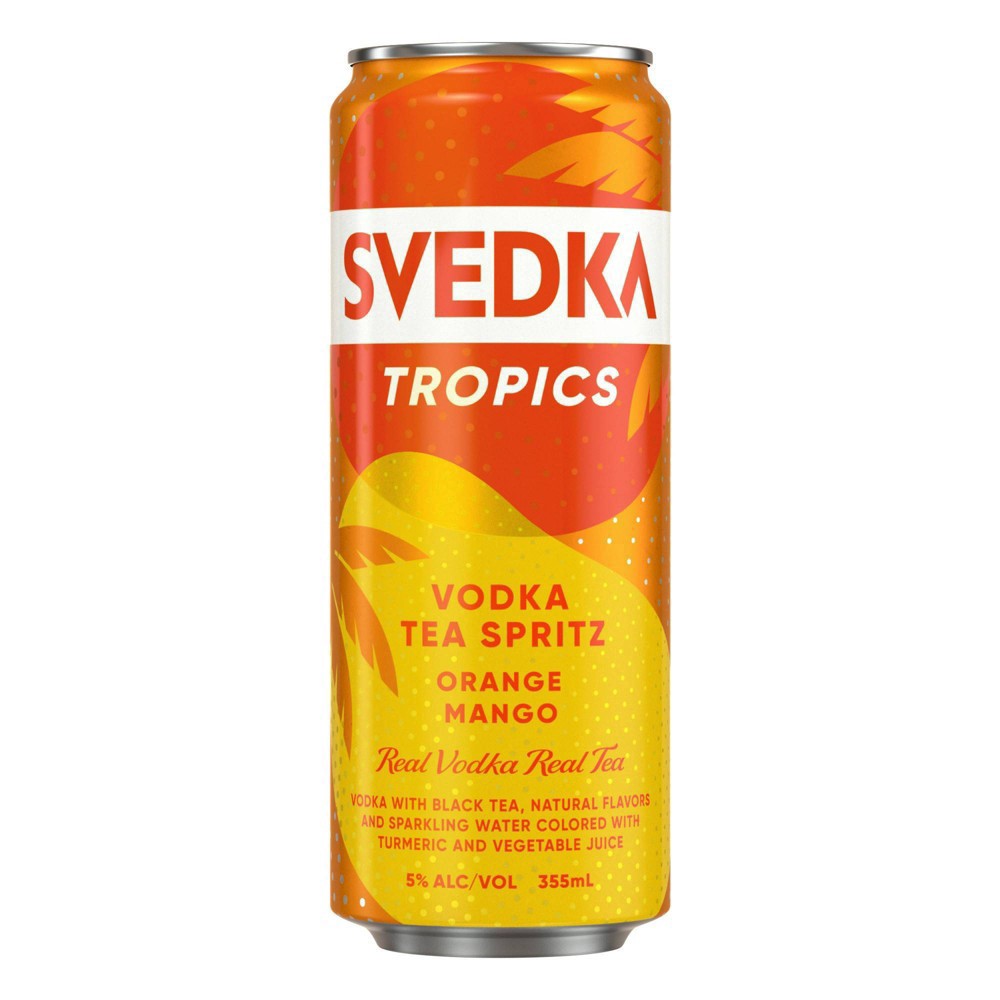 slide 8 of 8, SVEDKA Tropics Variety Pack Vodka Tea Spritz Canned Cocktail, 8 pk 355 mL Cans, 5% ABV, 96.03 fl oz