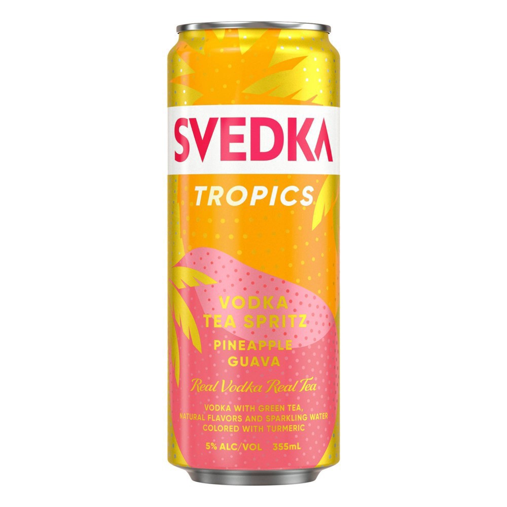 slide 4 of 8, SVEDKA Tropics Variety Pack Vodka Tea Spritz Canned Cocktail, 8 pk 355 mL Cans, 5% ABV, 96.03 fl oz