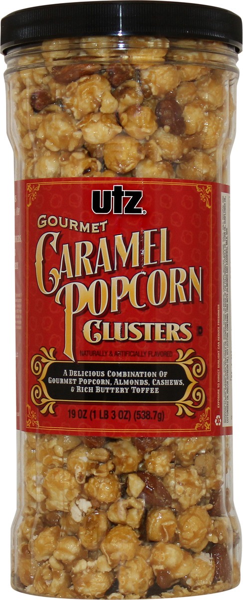 slide 5 of 7, Utz 19 oz Utz Gourmet Caramel Popcorn Clusters Barrel, 19 oz