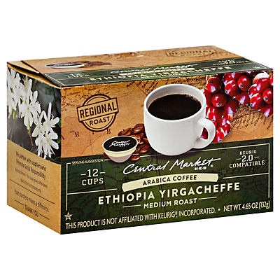 slide 1 of 1, Central Market Ethiopian Yirgacheffe Medium Roast Single Serve Coffee Cups - 12 ct, 12 ct