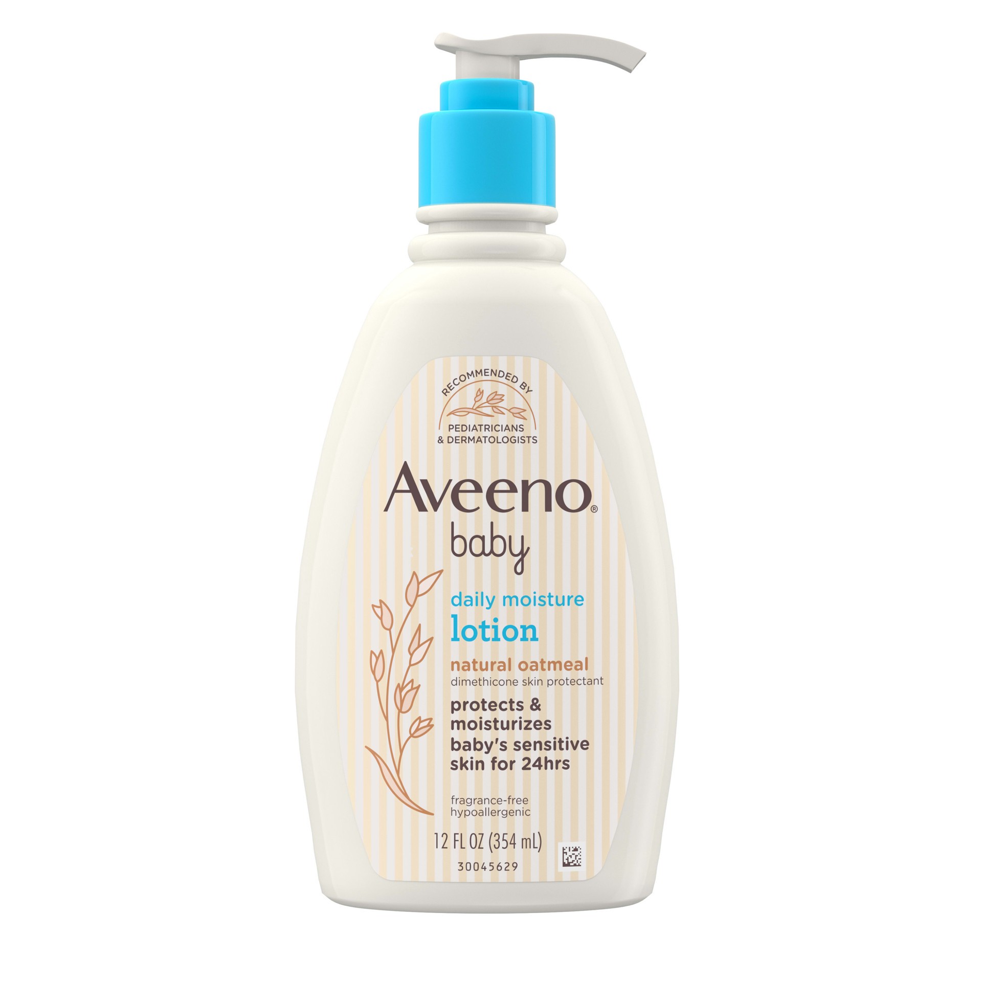 slide 6 of 10, Aveeno Daily Moisture Body Lotion for Delicate Skin, Natural Colloidal Oatmeal & Dimethicone, Hypoallergenic Moisturizing Baby Lotion, Fragrance-, Phthalate- & Paraben-Free, 12 fl. oz, 12 fl oz