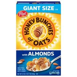 Post Honey Bunches of Oats with Almonds, Heart Healthy, Low Fat, made with Whole Grain Cereal, 23 Ounce