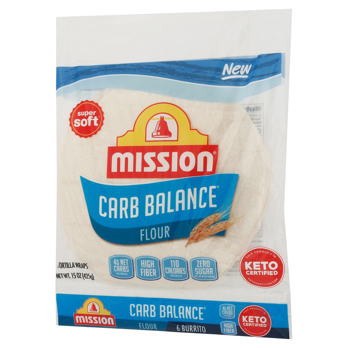 slide 12 of 12, Mission Carb Balance Super Soft Flour Tortilla Wraps 6 ea, 6 ct