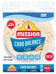 Mission Carb Balance Super Soft Flour Tortilla Wraps 6 ea