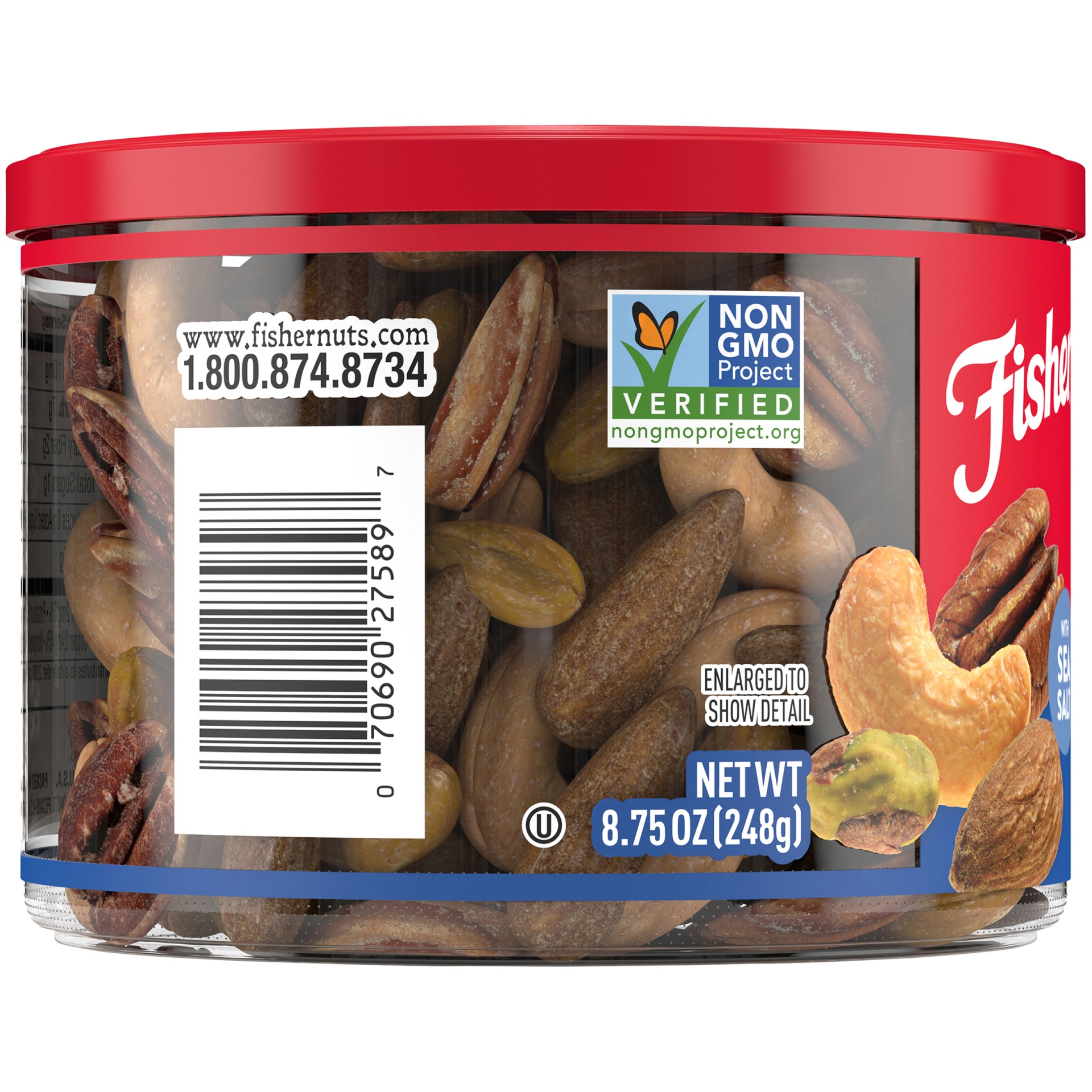 slide 3 of 7, Fisher Oven Roasted Never Fried Deluxe Mixed Nuts With Sea Salt, 8.75 oz