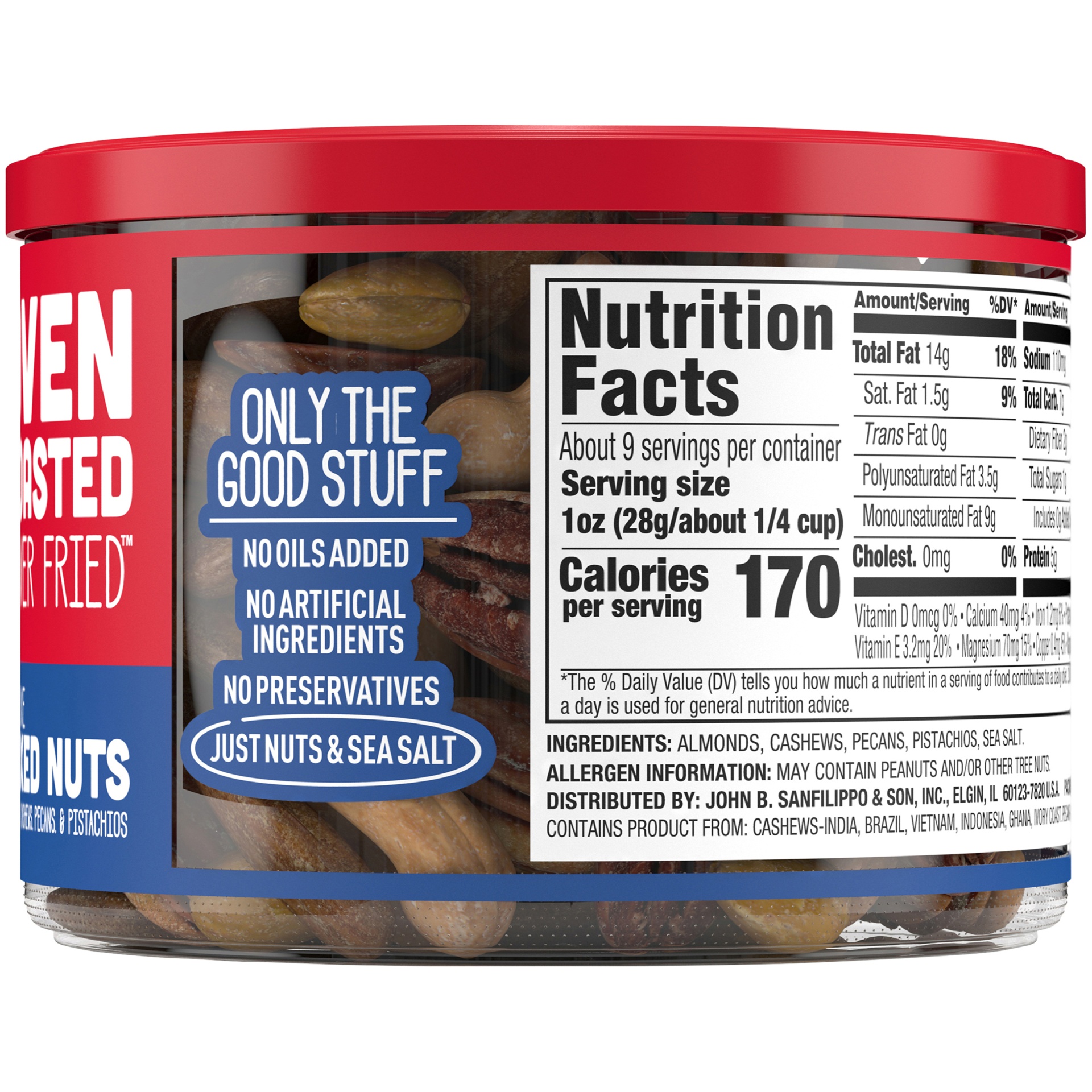 Fisher Oven Roasted Never Fried Deluxe Mixed Nuts With Sea Salt 8.75 oz