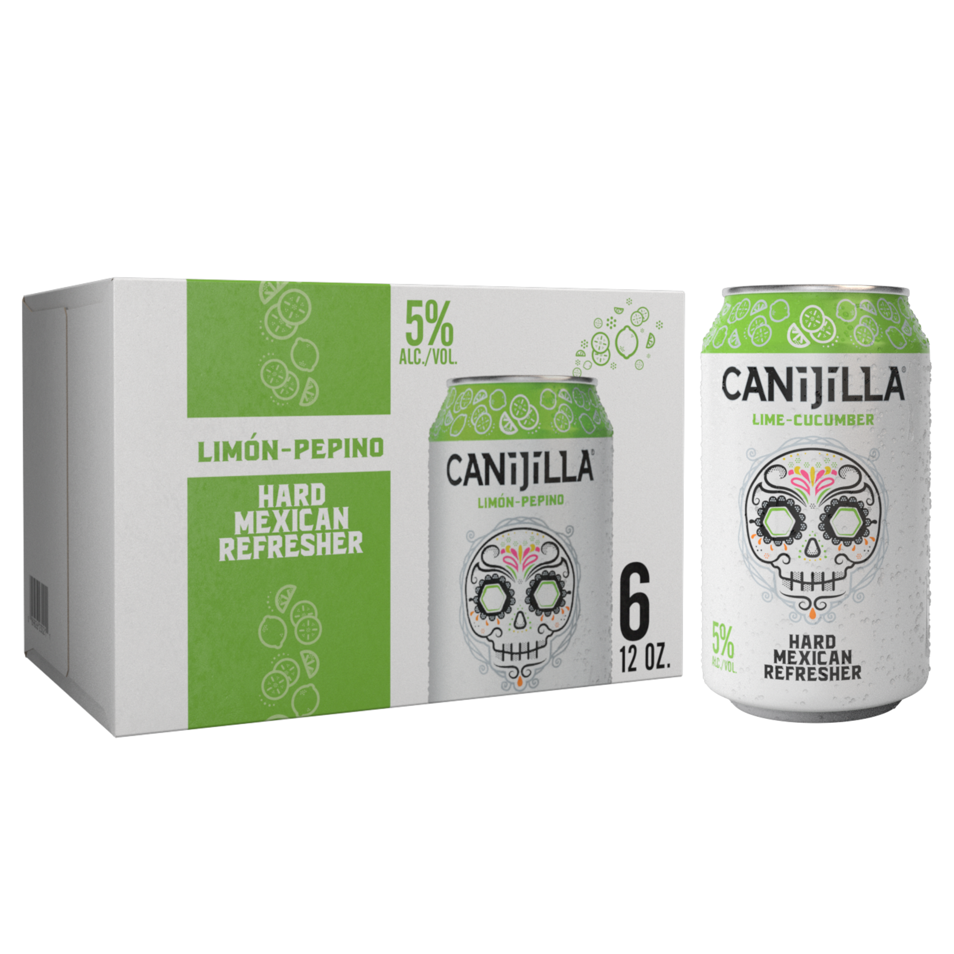 slide 2 of 7, Canijilla Limon Pepino Hard Seltzer, 6 Pack, 12 fl oz Cans, 12 oz