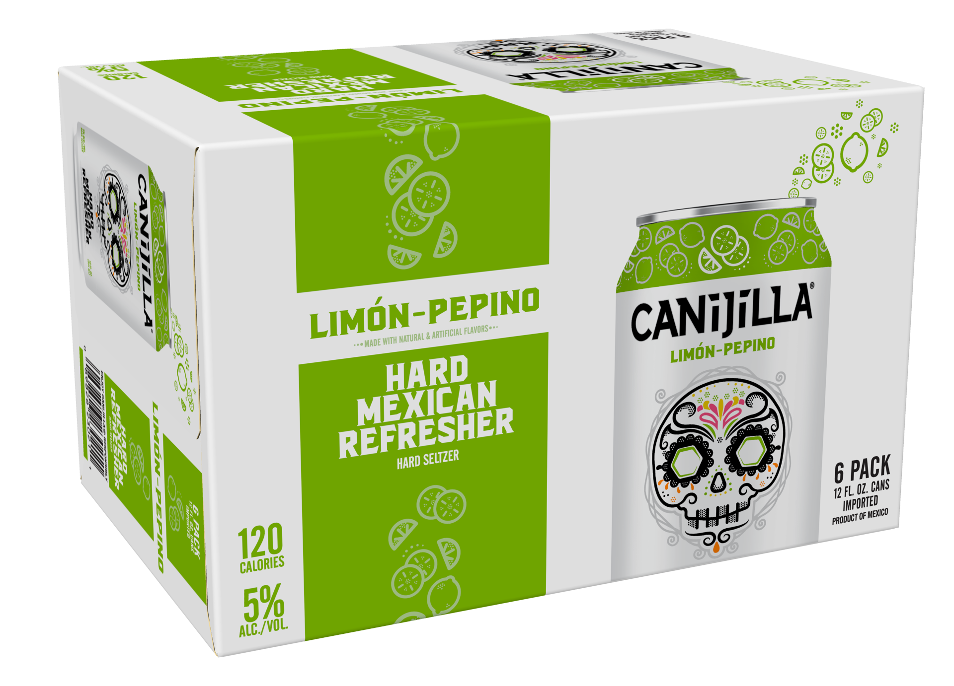 slide 3 of 7, Canijilla Limon Pepino Hard Seltzer, 6 Pack, 12 fl oz Cans, 12 oz