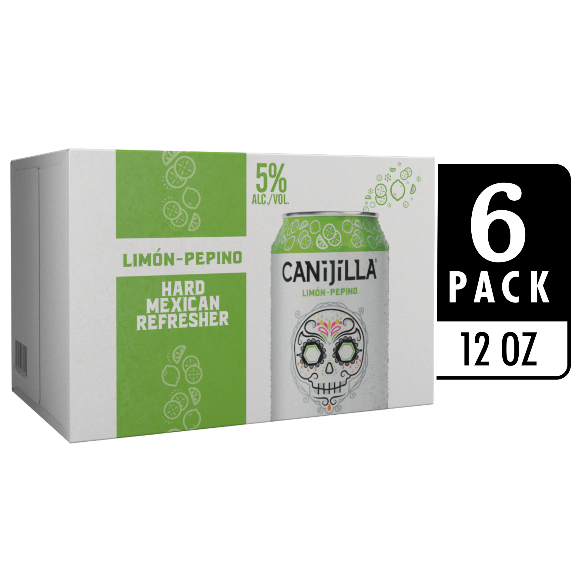slide 4 of 7, Canijilla Limon Pepino Hard Seltzer, 6 Pack, 12 fl oz Cans, 12 oz