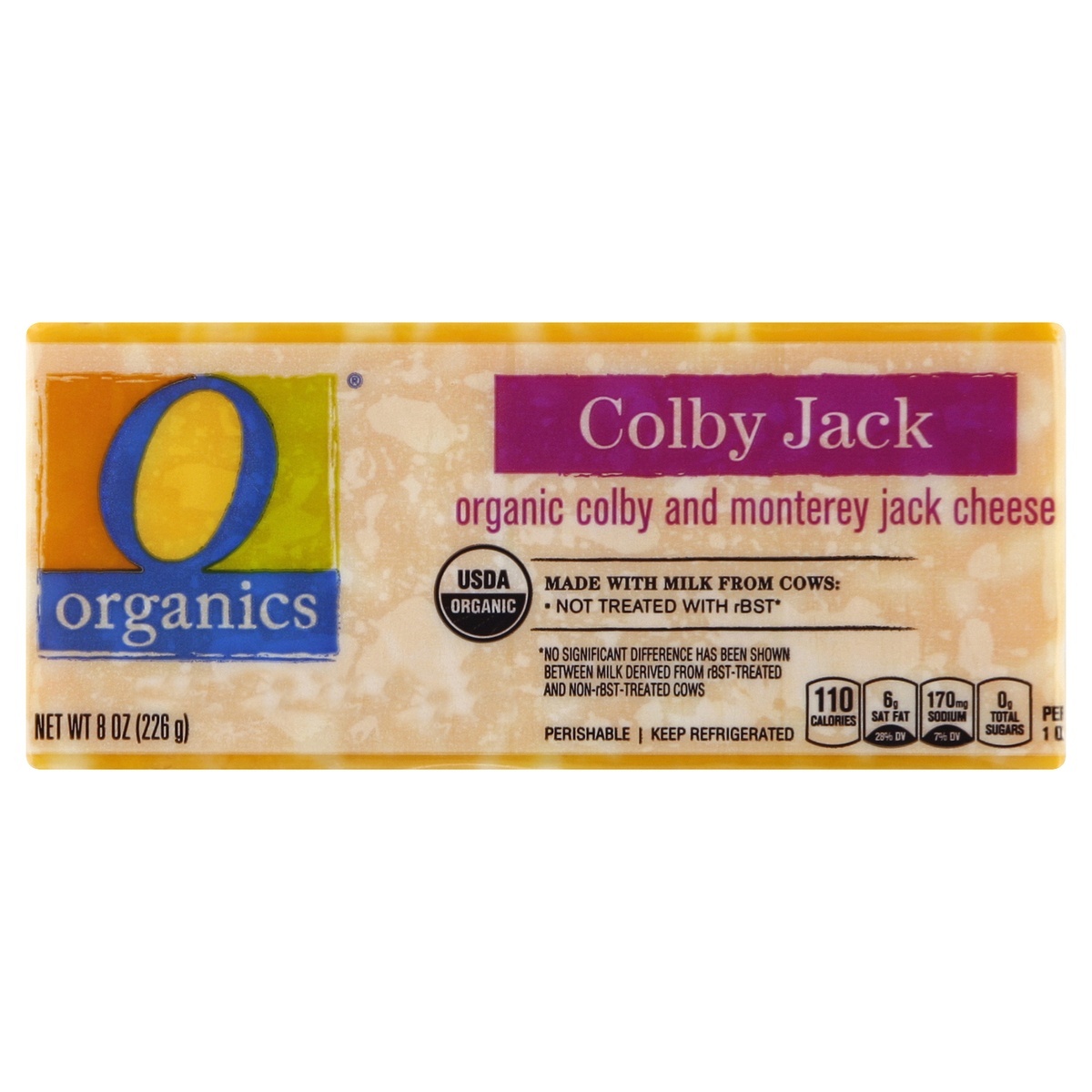 slide 1 of 1, O Organics Colby Jack Cheese, 8 oz