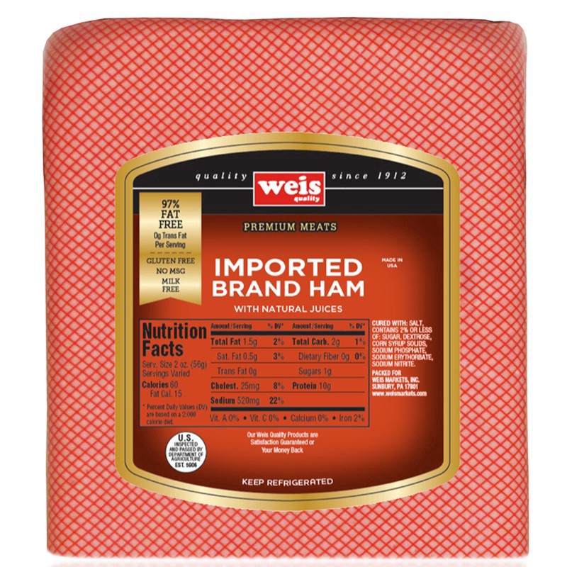 slide 1 of 1, Weis Quality Imported Brand Ham, per lb