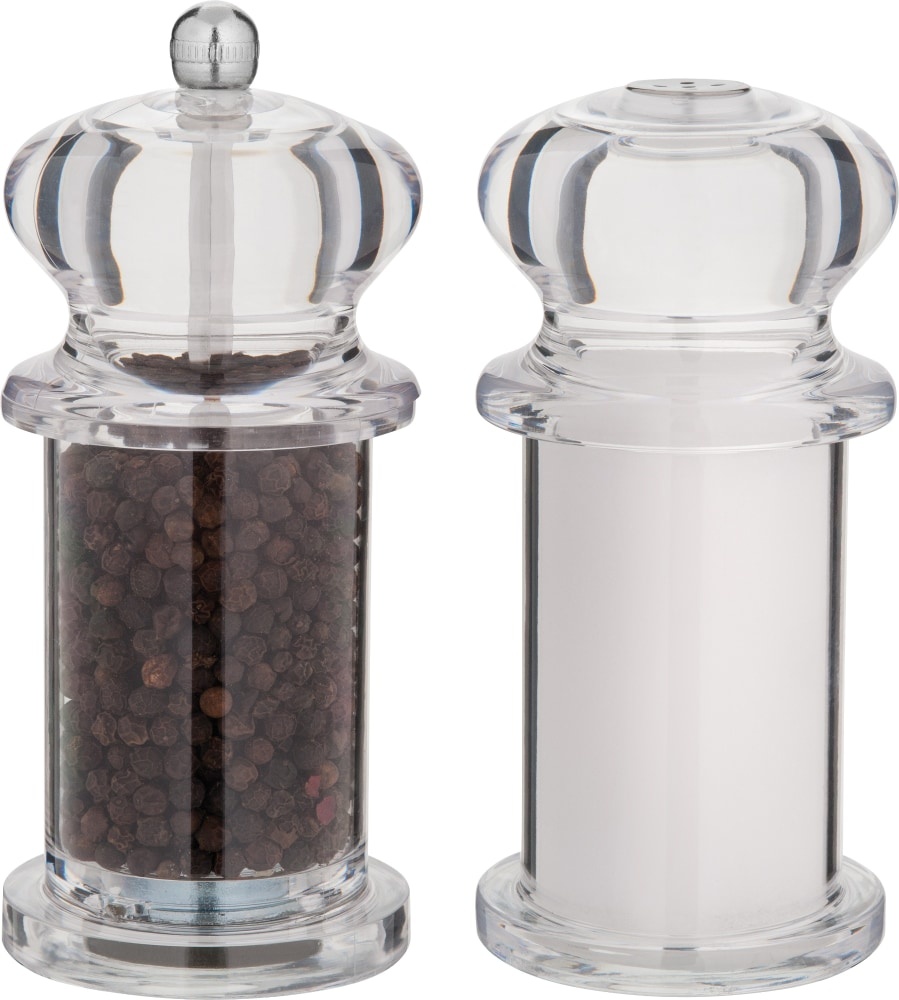 slide 1 of 1, Trudeau Traditional Pepper Mill And Salt Shaker - Clear, 2 ct