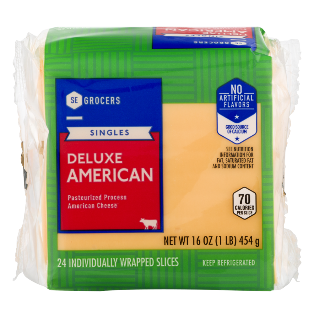 slide 1 of 1, SE Grocers Singles Deluxe American- 24 ct; 16 oz, 24 ct; 16 oz