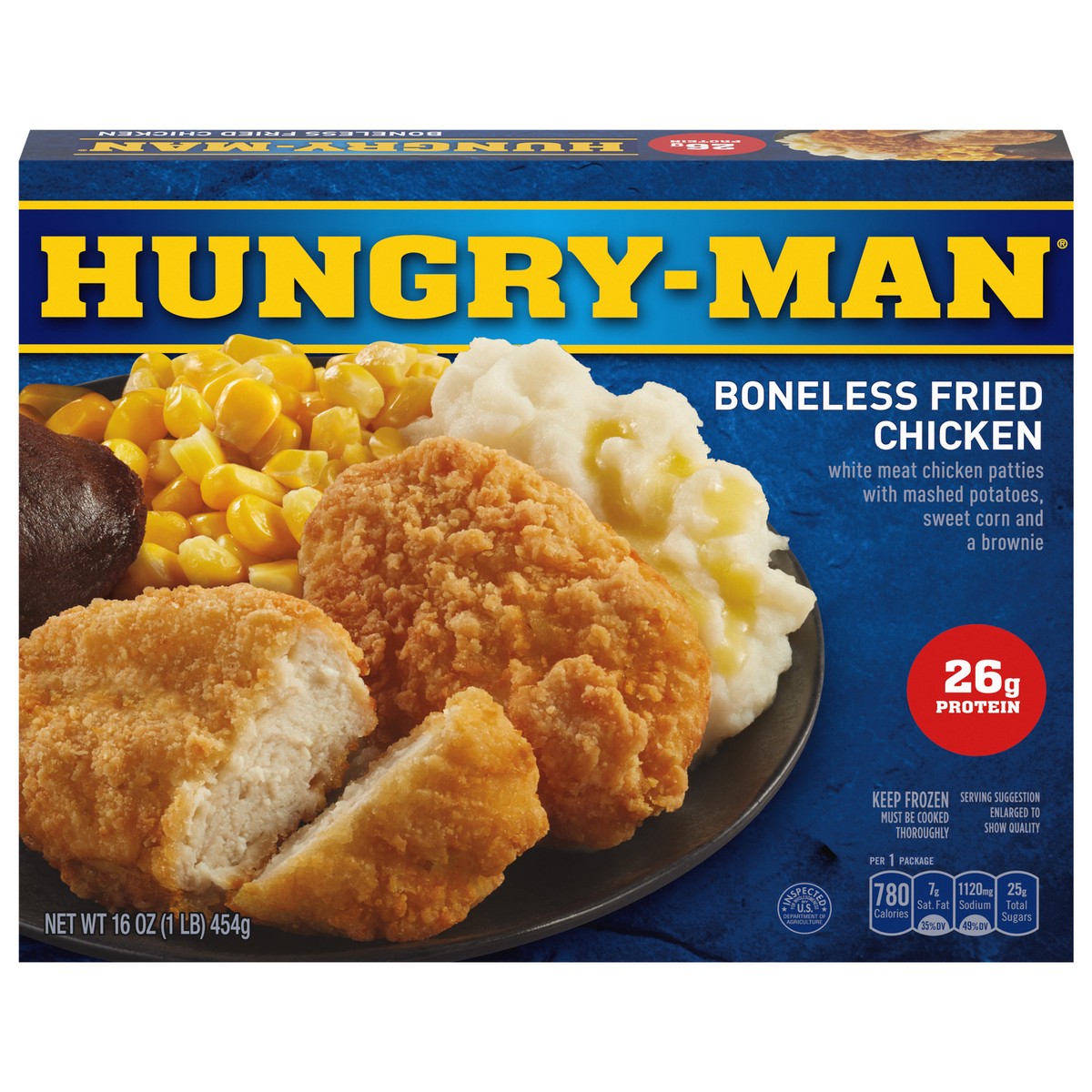 slide 1 of 5, Hungry-Man Frozen Boneless Fried Chicken Dinner, 16 oz