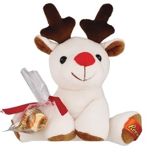 slide 1 of 1, Reese's Milk Chocolate Peanut Butter Cups With Reindeer Plush, .6 Oz, 0.6 oz