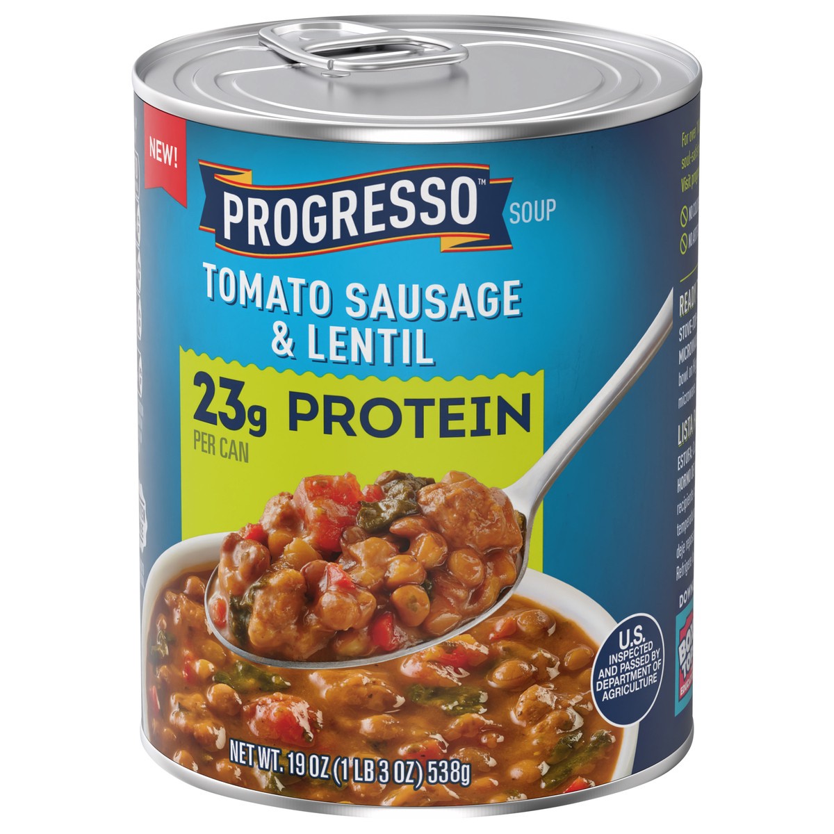 slide 3 of 4, Progresso Protein Tomato Sausage & Lentil Soup, 19 OZ, 19 oz