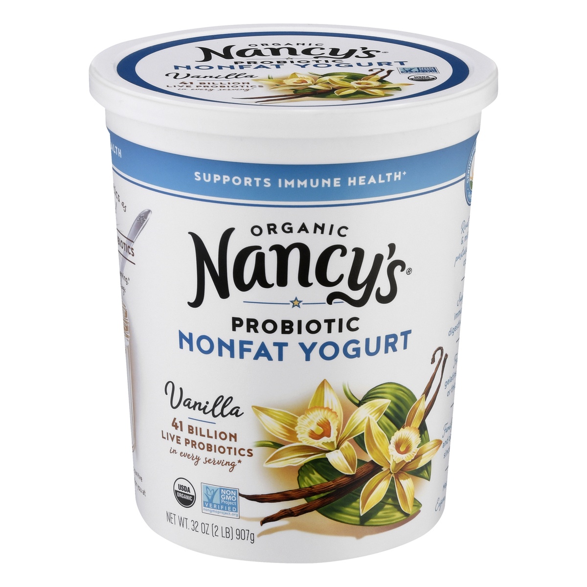 slide 1 of 1, Nancy's Probiotic Organic Nonfat Vanilla Yogurt 32 oz, 