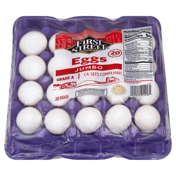 slide 1 of 1, First Street Jumbo Eggs Az Grade A, 20 ct