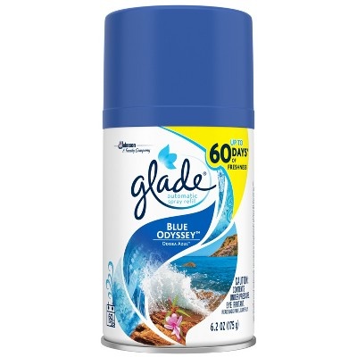 slide 1 of 8, Glade Blue Odyssey Automatic Spray Air Freshener Refill, 6.2 oz
