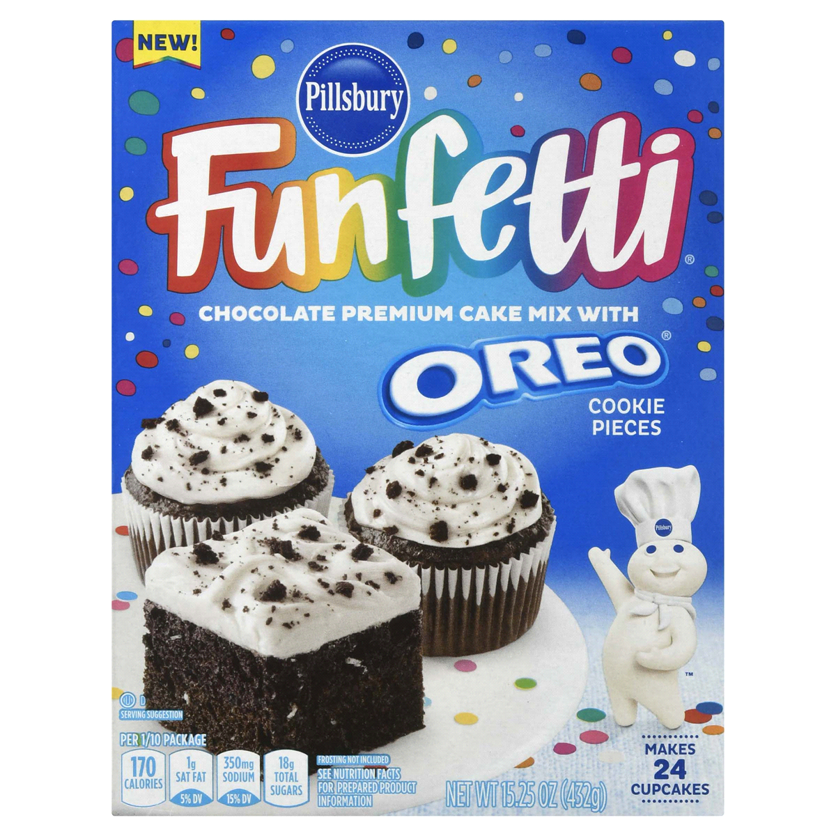 slide 1 of 7, Pillsbury Funfetti Oreo Chocolate Cake, 1 ct