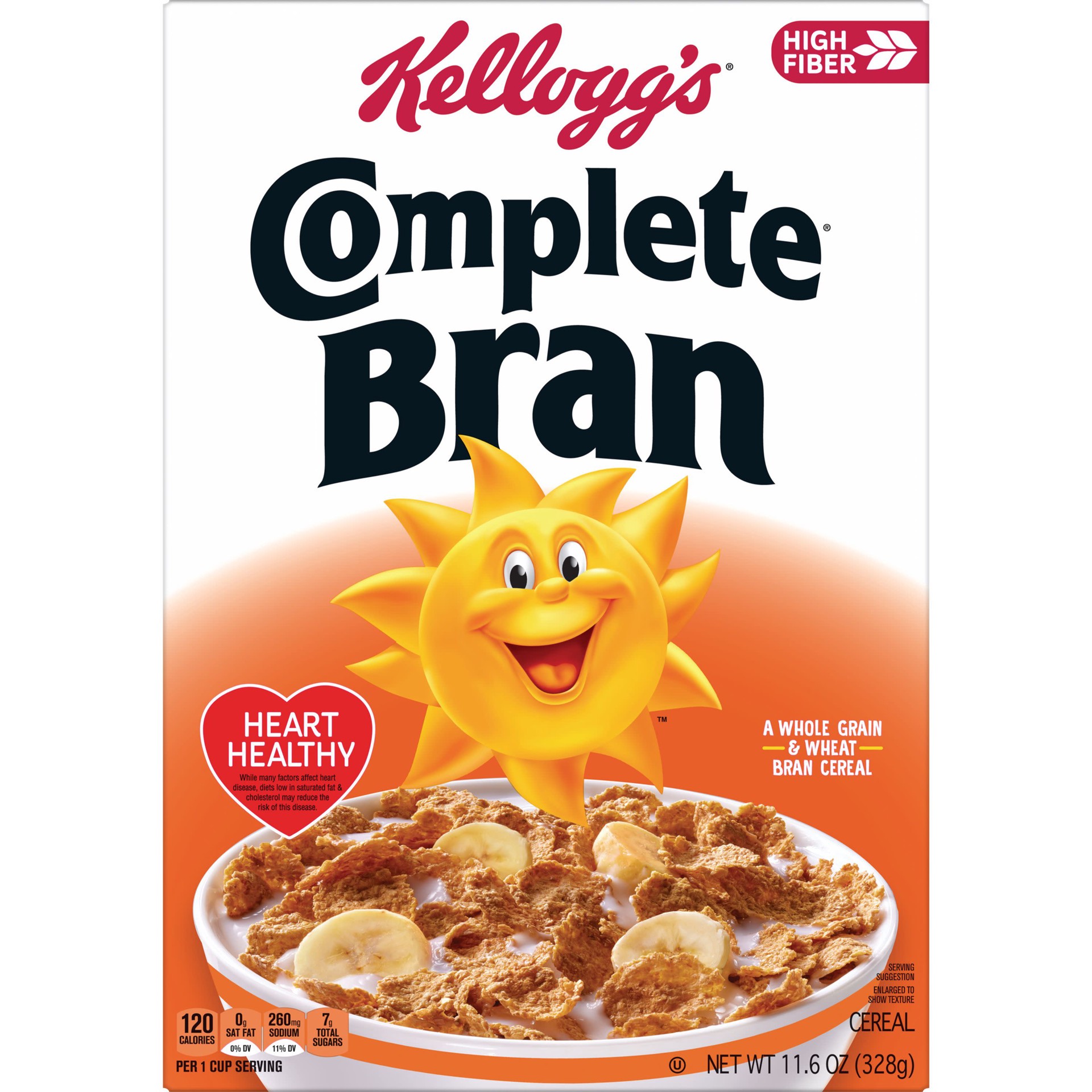 slide 3 of 5, Kellogg's Complete Bran Breakfast Cereal, Fiber Cereal, Family Breakfast, Original, 11.6oz Box (1 Box), 11.6 oz