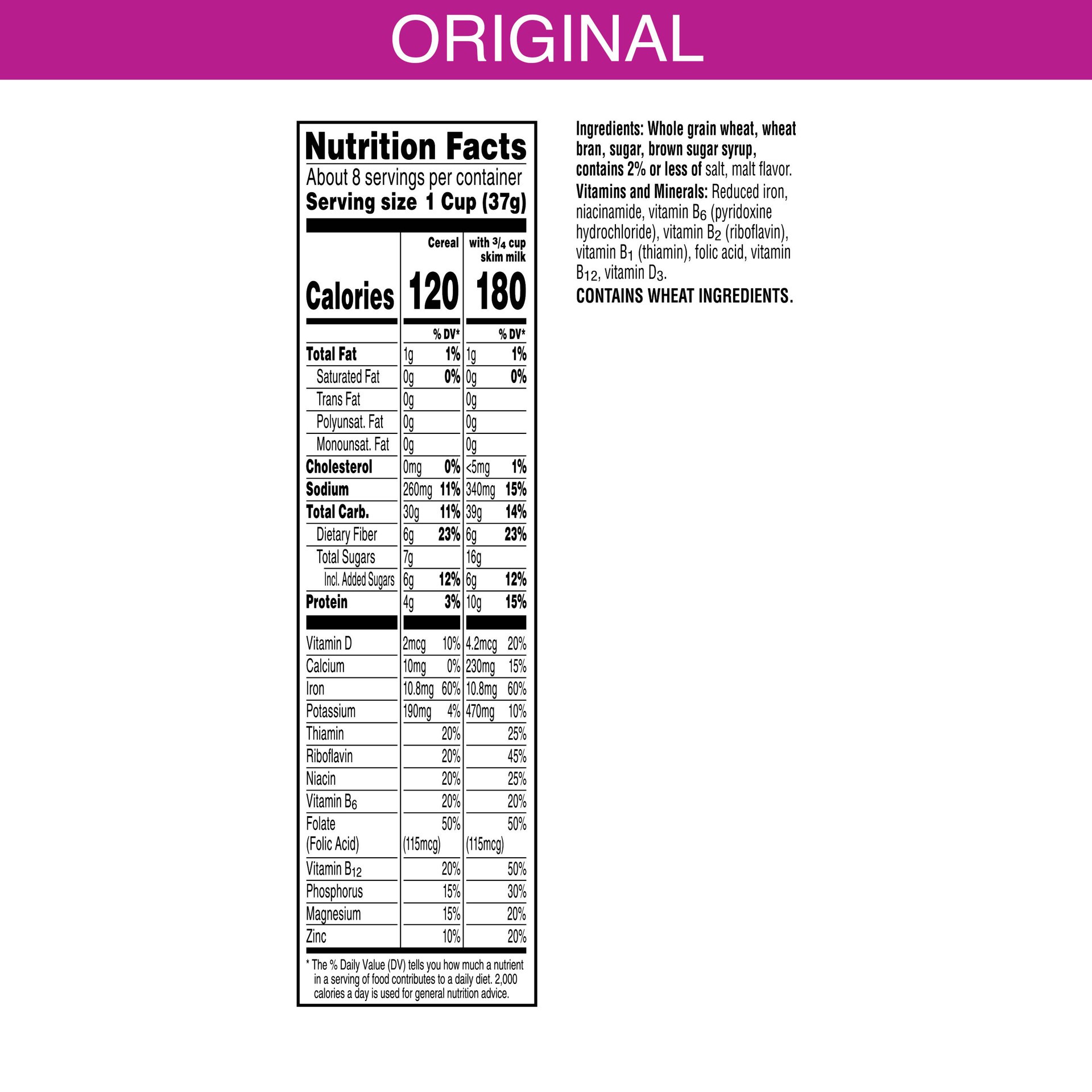 slide 4 of 5, Kellogg's Complete Bran Breakfast Cereal, Fiber Cereal, Family Breakfast, Original, 11.6oz Box (1 Box), 11.6 oz