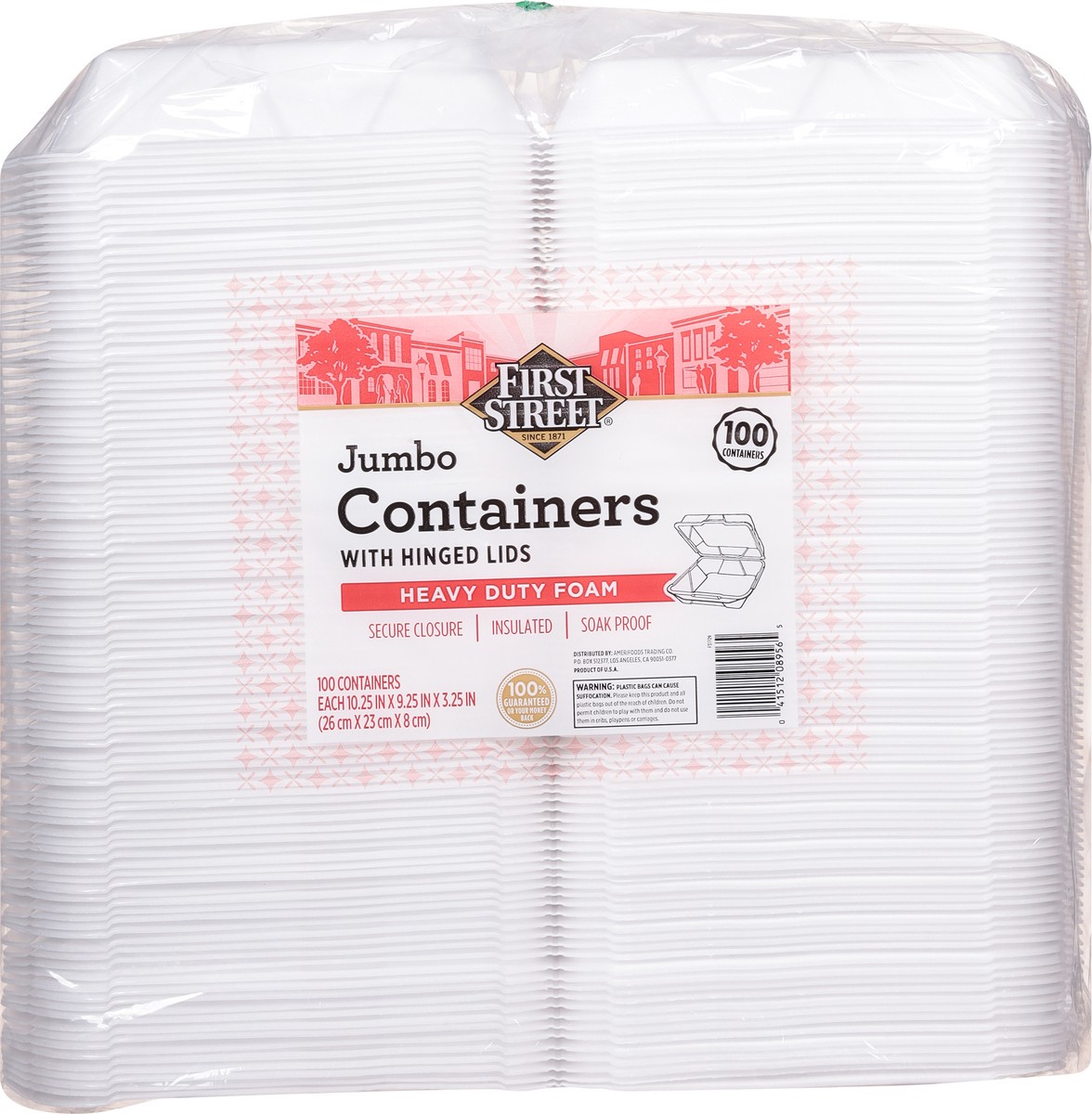 slide 12 of 12, First Street Jumbo 1 Compartment Containers, 100 ct