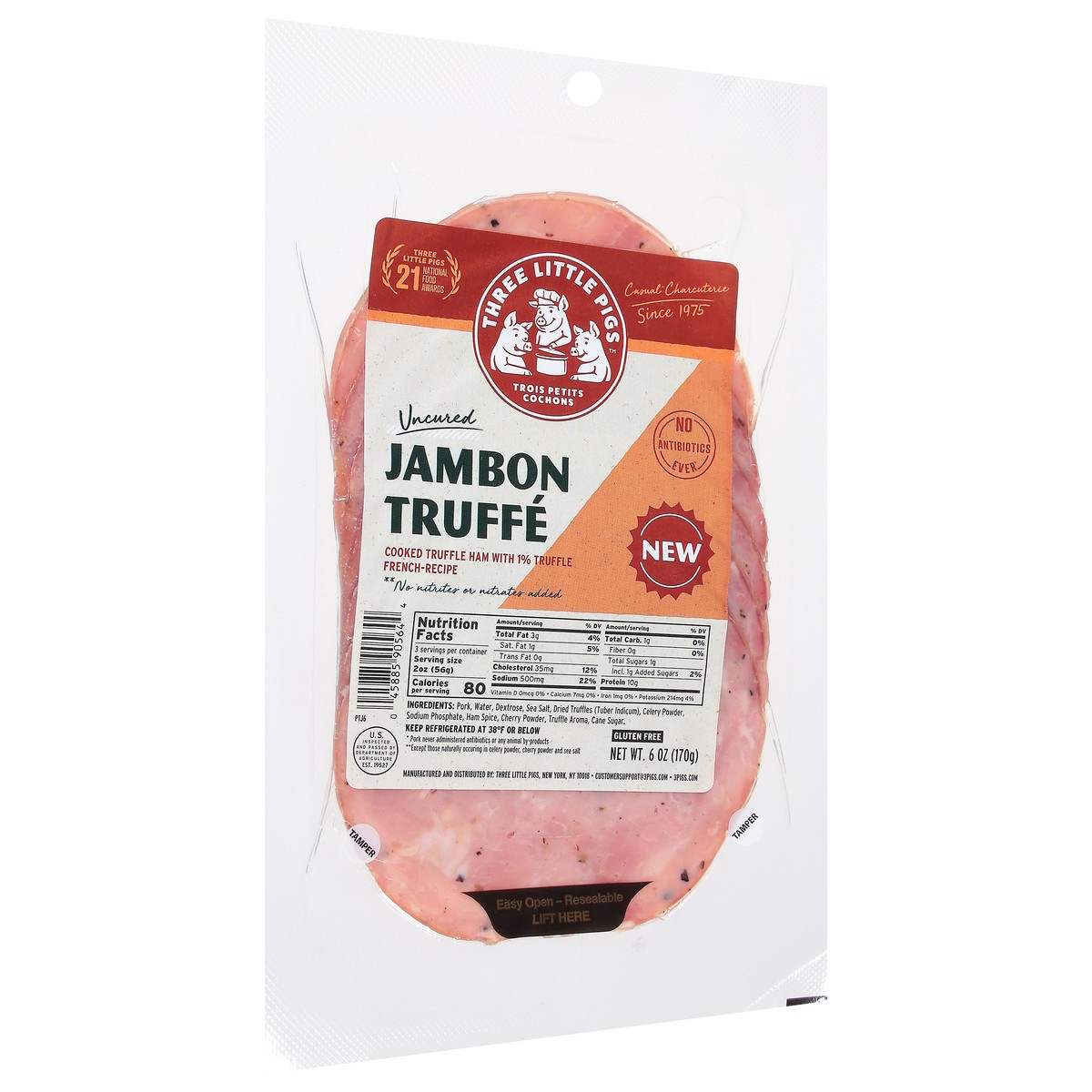 slide 9 of 14, Three Little Pigs Uncured Jambon Truffe 6 oz, 6 oz