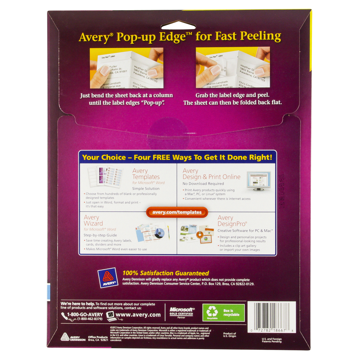 slide 2 of 2, Avery Easy Peel Return Address Labels, 18667 Permanent, Matte Clear, 800 ct; 1/2 in x 1 3/4 in