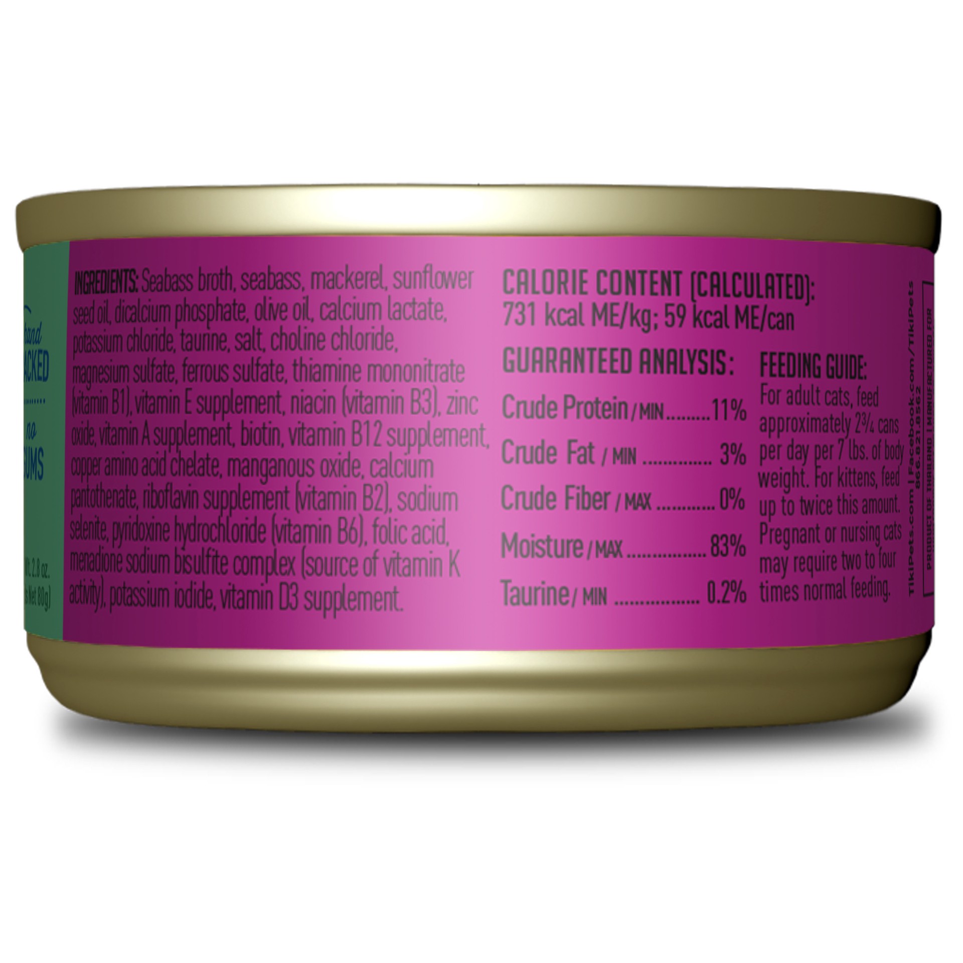 slide 6 of 8, Tiki Cat Luau Seabass Recipe Wet Cat Food, 2.8 oz
