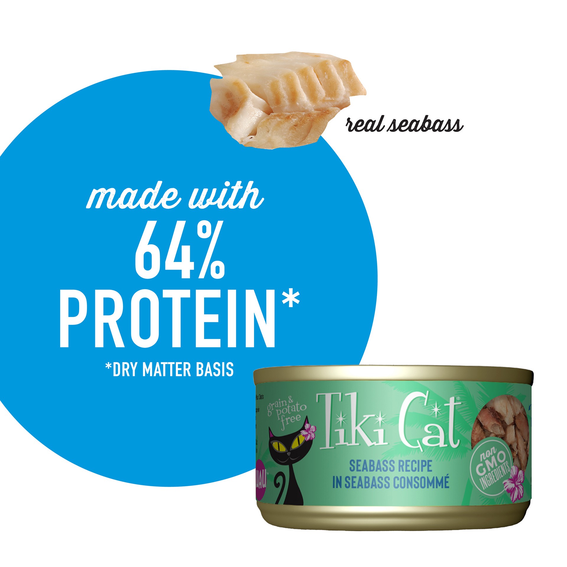 slide 3 of 8, Tiki Cat Luau Seabass Recipe Wet Cat Food, 2.8 oz