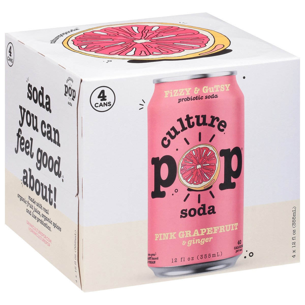 slide 4 of 9, Culture Pop Pink Grapefruit & Ginger Probiotic Soda - 4 ct, 1 ct