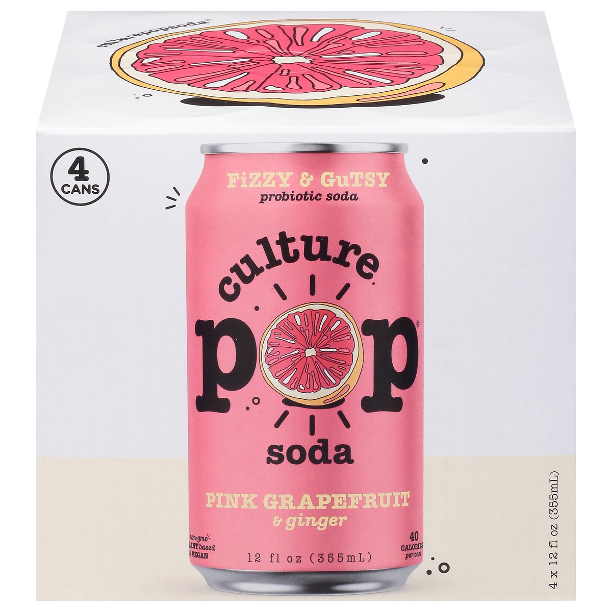 slide 1 of 9, Culture Pop Pink Grapefruit & Ginger Probiotic Soda - 4 ct, 1 ct