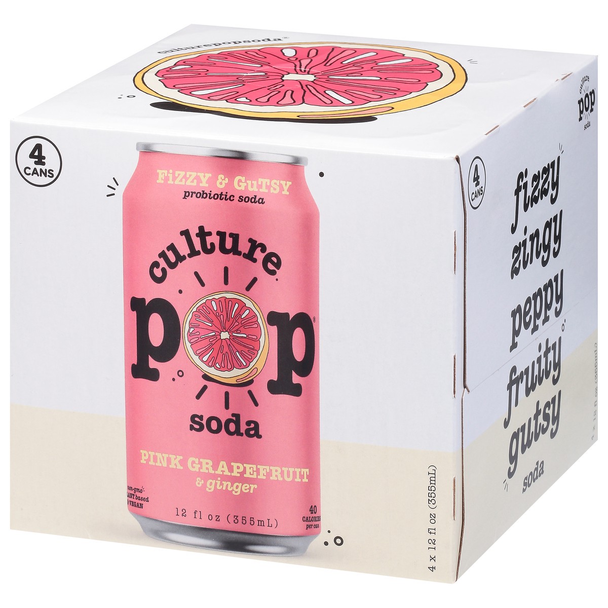 slide 3 of 9, Culture Pop Pink Grapefruit & Ginger Probiotic Soda - 4 ct, 1 ct