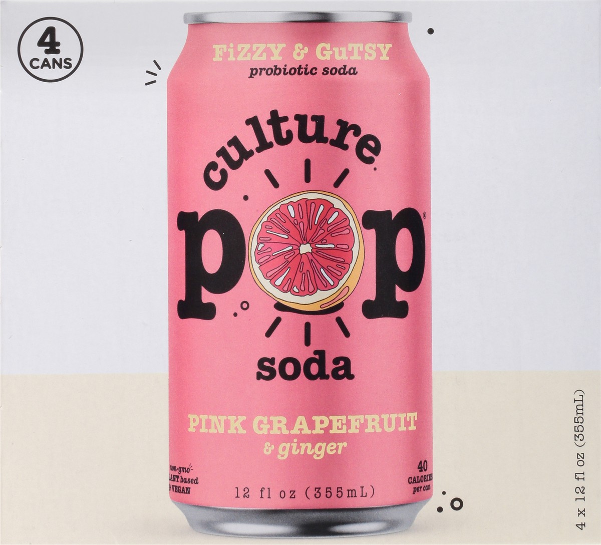 slide 6 of 9, Culture Pop Pink Grapefruit & Ginger Probiotic Soda - 4 ct, 1 ct