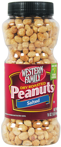 slide 1 of 1, Western Family Dry Roasted Salted Peanuts, 16 oz