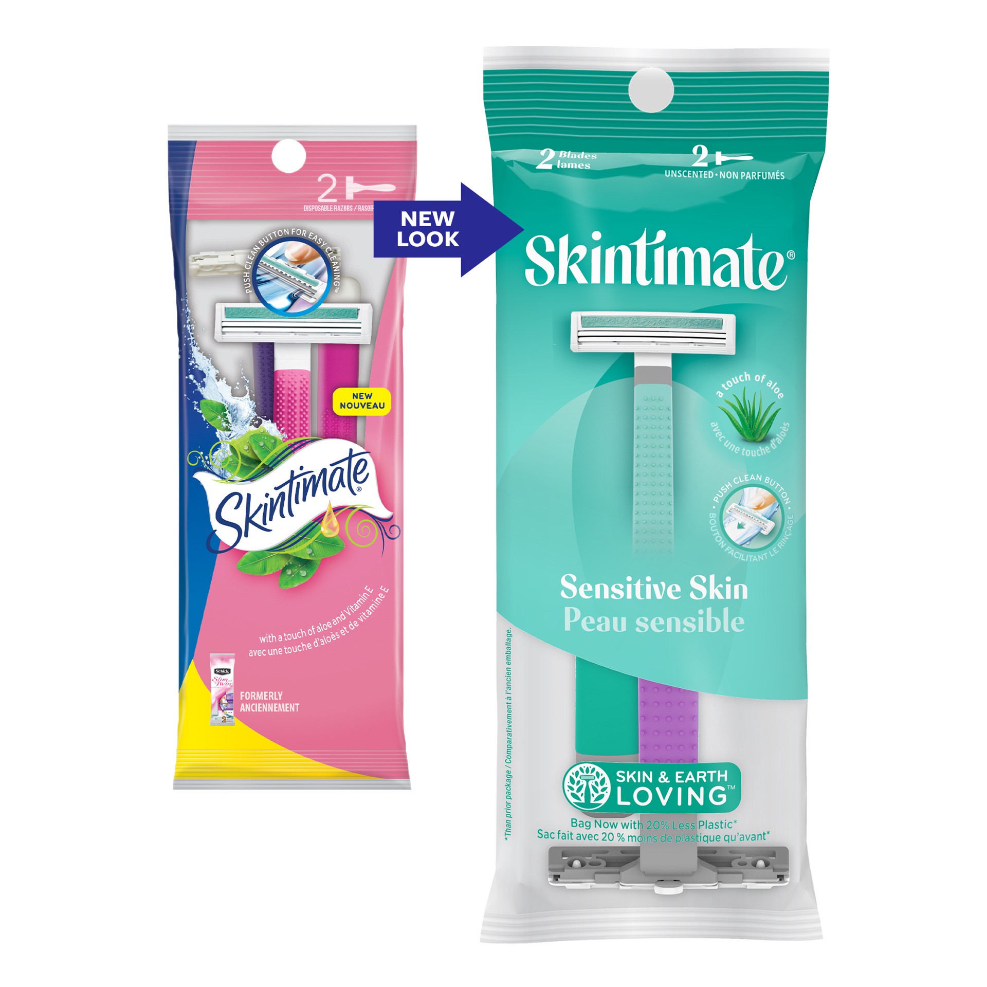 slide 4 of 7, Skintimate 2 Blades Sensitive Skin Unscented Razors 2 ea, 2 ct