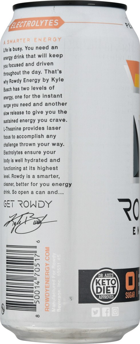 slide 6 of 9, Rowdy Energy Peach Mango Energy Drink - 16 fl oz, 16 fl oz