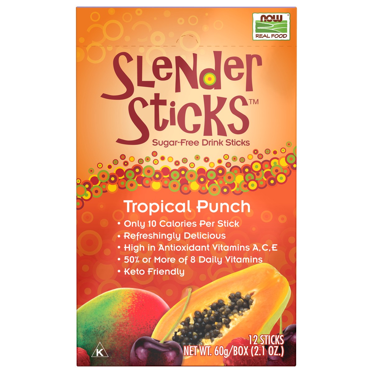 slide 1 of 4, NOW Real Food Tropical Punch Slender Sticks™ - 12/Box, 12 ct