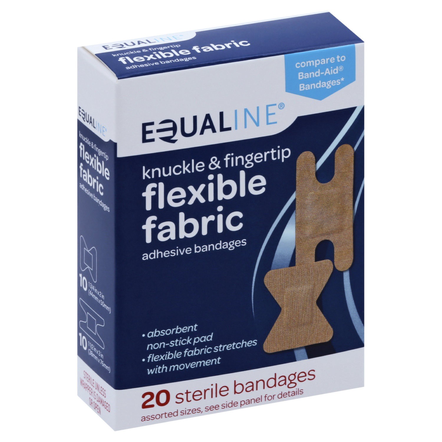 slide 1 of 1, Equaline Knuckle & Fingertip Flexible Fabric Bandages, 20 ct