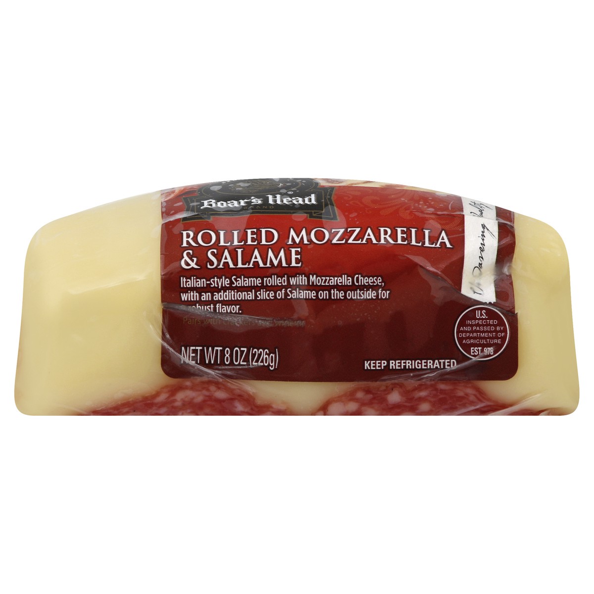 slide 1 of 9, Boar's Head Panino Rolled Mozzarella & Salame, 8 oz