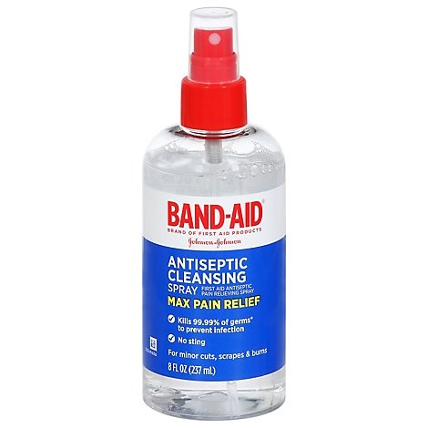 slide 1 of 1, BAND-AID Band Aid Brand Pain Relieving Antiseptic Cleansing Spray - 8 Fl. Oz., 8 fl oz