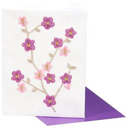 Papyrus Pink and Purple Flowers Spring Card - Each