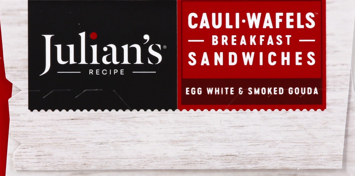 slide 5 of 13, Julian's Recipe Cauli Wafels Egg White And Smoked Gouda Breakfast Sandwich, 8 oz