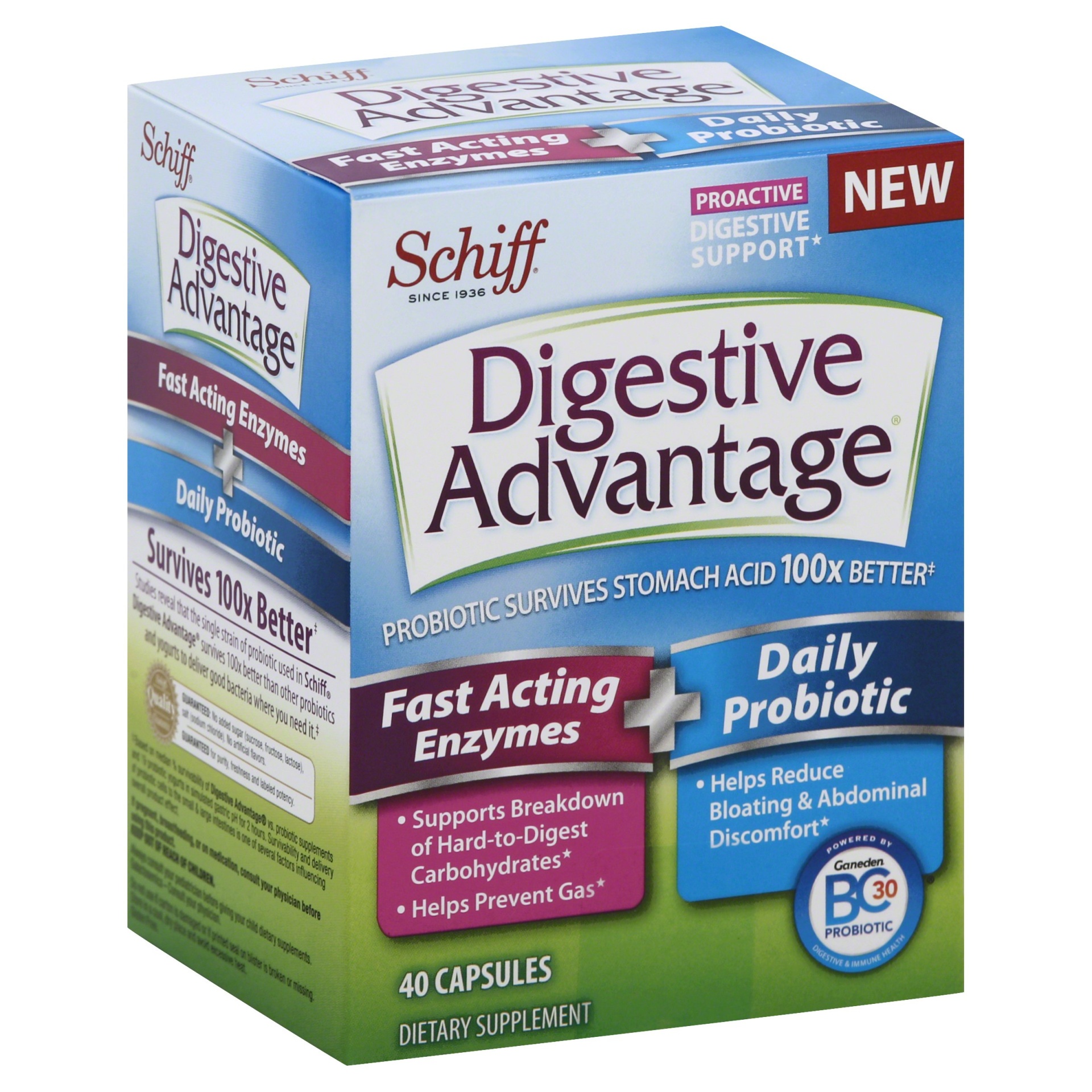 Schiff Digestive Advantage Fast Acting Enzymes plus Daily Probiotic 40